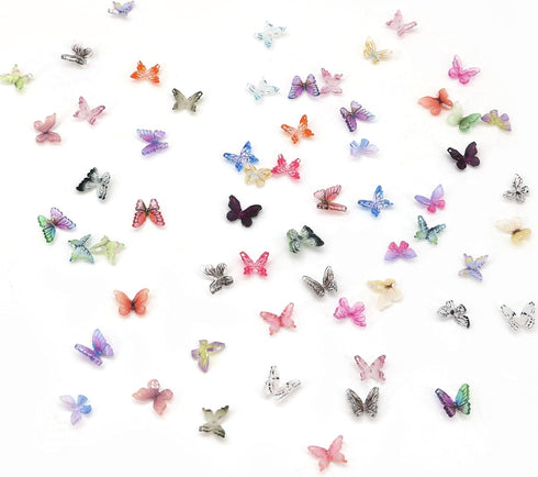 QUPIVA 60Pcs Mini Resin Butterflies, Miniature Dollhouse Accessories Tiny Butterflies for Crafts, Mini Resin Animals
