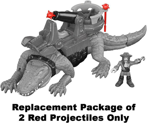 Imaginext Crocodile Playset Replacement Parts - Walking Croc and Pirate Figure with 2 Red Projectiles