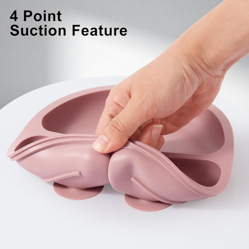 Silicone Baby Feeding Set, 2 Pack Divided Toddler Plates with Suction and Spoons, BPA Free Baby Led Weaning Supplies
