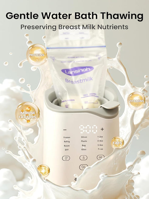 Grownsy Bottle Warmer for Night Feeding, Fast Baby Bottle Warmer for Breastmilk, Smart Temperature Control, with Timer