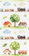 CZXW Watercolor Trains Airplanes Houses Crib Sheets Fitted 52" x 28" Natural Cotton