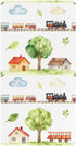 CZXW Watercolor Trains Airplanes Houses Crib Sheets Fitted 52" x 28" Natural Cotton