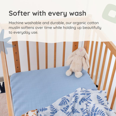 2-Pack 100% 28 52 Margaux & May Organic Muslin Crib Sheet Organic Cotton, Fitted Crib Mattress Sheet, Soft