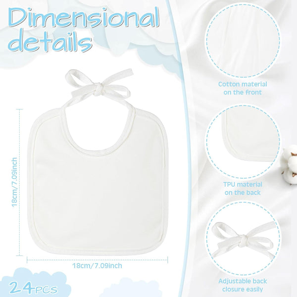 Cotton Baby Bibs in Solid White | Ideal for Feeding & Baby Shower Games