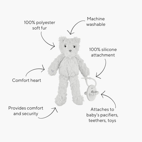 Grey Cutie Cuddle Animal Pacifier Holder by Ryan & Rose