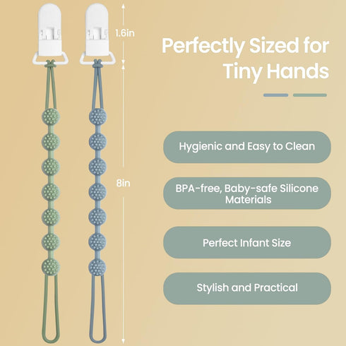 Eascrozn 6 Pack Silicone Pacifier Clip with One-Piece Design for Baby Boys and Girls, BPA Free Soft Flexible Binky