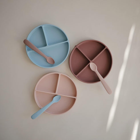mushie Silicone Suction Plate, BPA-Free Non-Slip Design, Blush