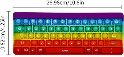 Push Toy Pop Bubble Fidget Sensory Toys, Rainbow Keyboard Shape Silicone Popper Toy for Kids Anxiety Relief