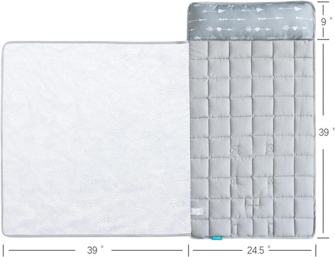 Nap Mat with Pillow and Fleece Blanket for Regalo My Cot/Joovy Travel Cot, Super Soft Kids Sleeping Mats for Boys and
