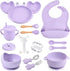 mraisebossup Silicone Baby Feeding Set 15 PcsBaby Spoons Suction Bowl Divided Plate Bib