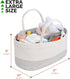 Luxury Little Diaper Caddy Organizer, Extra Large Cotton Rope Nursery Basket for Baby Diaper Storage, Portable Car