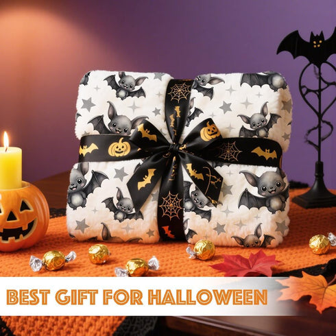 Cozy 40x30 Halloween Bats and Stars Baby Blanket Gifts for Boys Girls Super Soft Blanket Swaddle Newborn Receiving