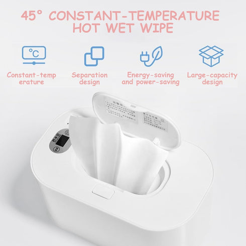 Pineeseatile Baby Wipes Warmer, Baby Wipe Warmer, Portable Wipe Dispenser with Adjustable Temperature & Night Light