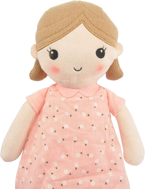 15" (89835) Linzy Toys, Soft Plush Light Pink Blue Emily Rag Doll for Girl, My First Rag Doll, Muecas de Trapo para