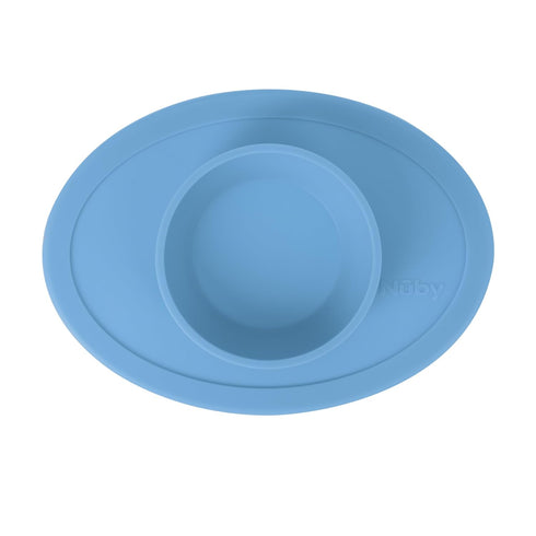 Nuby Sure Grip Silicone Feeding Bowl - Toddler Suction Plate - 6+ Months - Blue