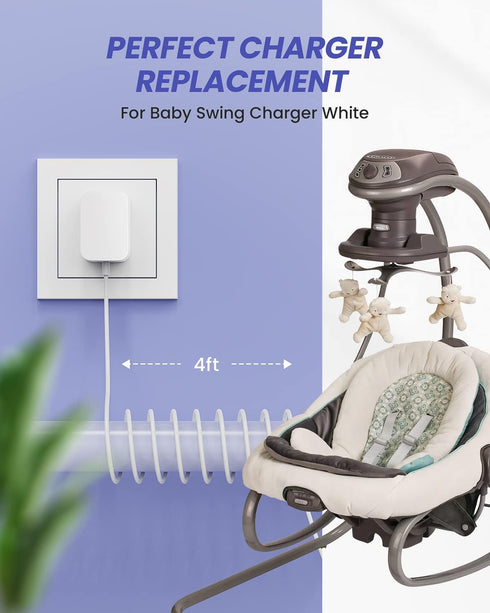 5V Power Cord Baby Swing Replacement - for Graco Simple Sway Swing, Various Graco Models, 4.9Ft Wall Charge Adapter