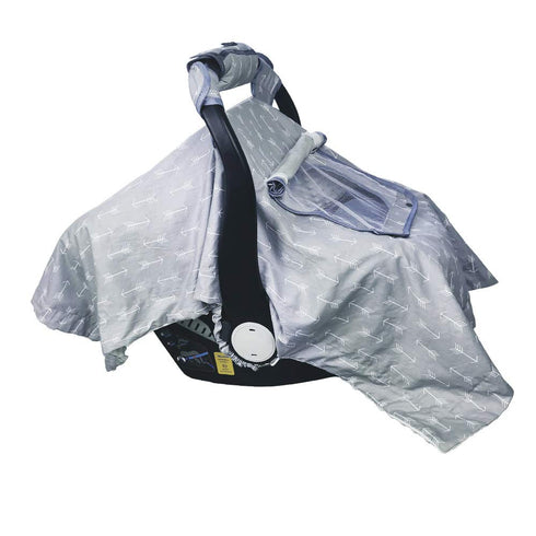Car Seat Covers for Babies - Carseat Canopy for Newborn Carrier with 2 Layers of Mesh/Fabric, White Minky