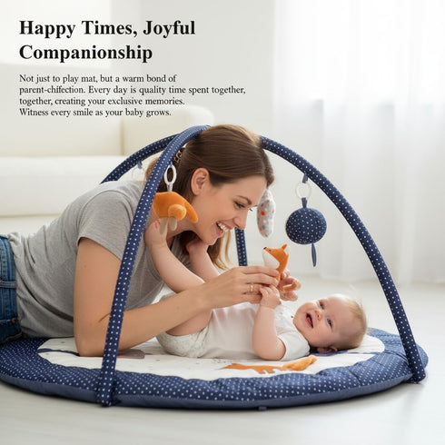 LULLABY COTTON Mat,Tummy 100% 6 Tummy Baby Play Gym Time Mat - Cotton Soft Playmat with Detachable Toys