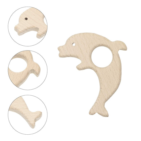 Penta Angel 10Pcs Wood Teething Rings, Natural Wood Toys for Infants, Turtles, Swallows, Dolphins, and More