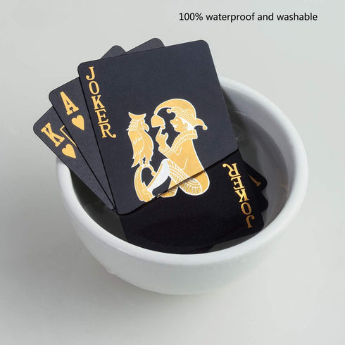 Waterproof Playing Cards - Plastic Deck of Gift Poker Cards in Black Diamond Design