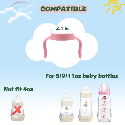 Giftophilia Pack 4 Baby Bottle Handles Compatible for Mam Bottles, Feeding Bottles Holder Accessories