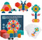 USATDD 180 Pcs Wooden Tangrams Pattern Blocks Set, Classic Educational Montessori Toys for Kids with 24 Pcs Flash Cards