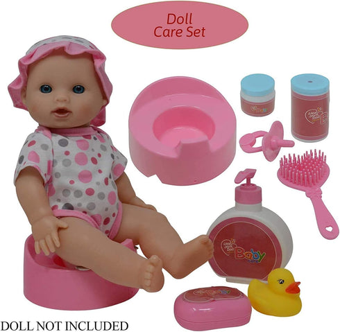 The New York Doll Collection Baby Doll Accessory Set in Zippered Carrying Case for Feeding & Caring