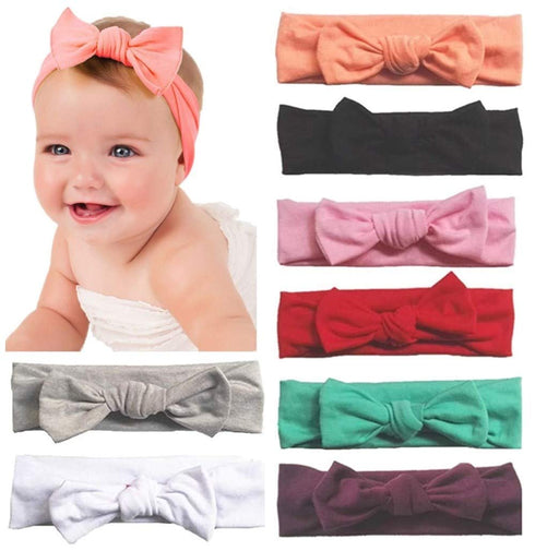 Baby Cotton Knotted Headbands - Girl's Rabbit Ear Hairbands for Newborn, Toddler 8-Pack (Multicoloured, One Size)