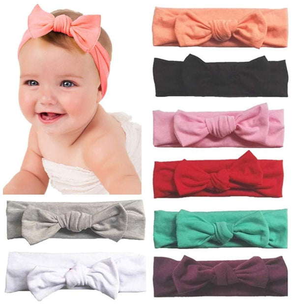 Baby Cotton Knotted Headbands - Girl's Rabbit Ear Hairbands for Newborn, Toddler 8-Pack (Multicoloured, One Size)