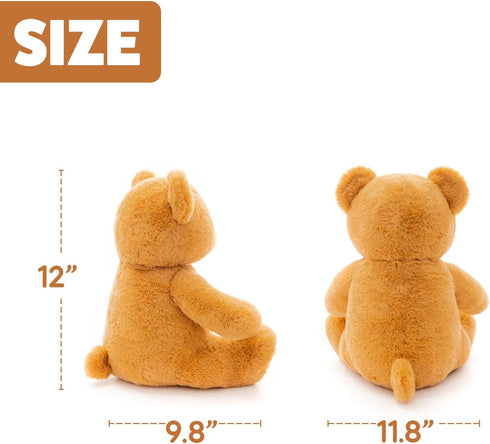 12 inches WEIGEDU Fluffy Teddy Bear Stuffed Animals Plush Toys with Lattice Tie for Kids Babies Birthday Bedtime