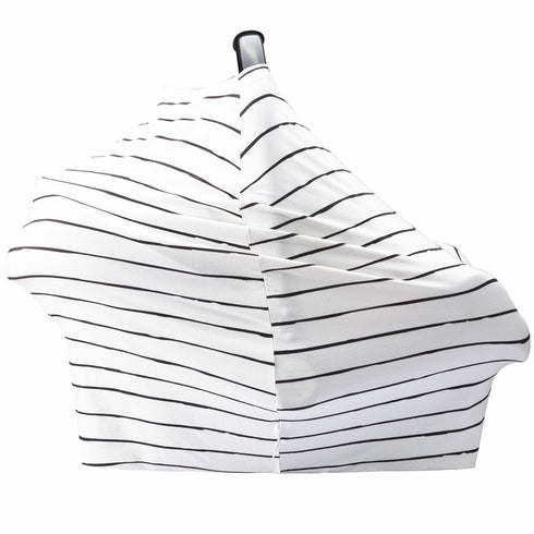 Multi-use Baby Car Seat Cover – Nursing Cover-Up for Breastfeeding, Canopy Cover, Stroller Covers (White with Black