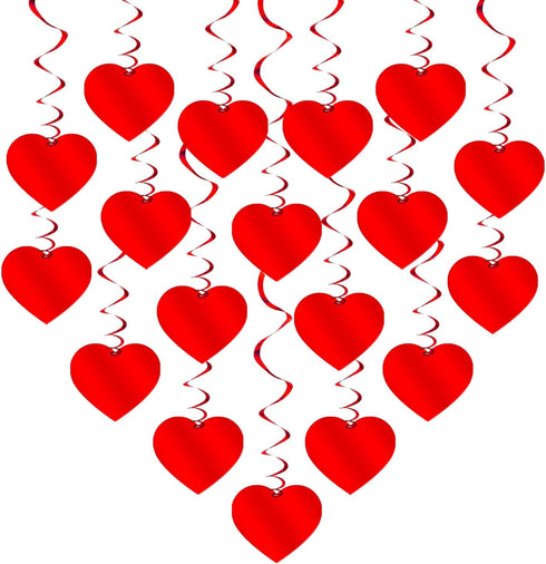 KatchOn Red Hanging Heart Decorations, Pack of 18, No DIY | Romantic Foil Heart Swirls for Special Night