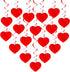 KatchOn Red Hanging Heart Decorations, Pack of 18, No DIY | Romantic Foil Heart Swirls for Special Night