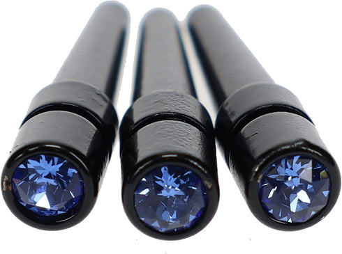 WE Games Black Metal Cribbage Pegs - Set of 3 with Swarovski Austrian Crystals in Cobalt Blue