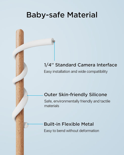 Smart Baby Monitor Mount, 17 Inch Flexible Twist Baby Camera Mount for 1/4 Threaded Hole Cameras, Portable.