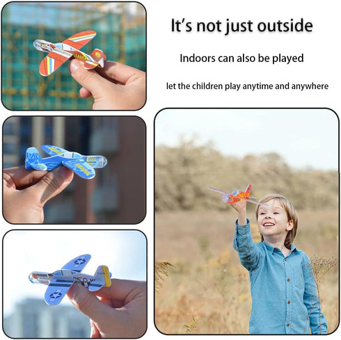 50 Pcs Foam Gliders Planes Toys - Paper Airplane Party Favors, Outdoor Flying Toys, Bulk for Classroom Prizes