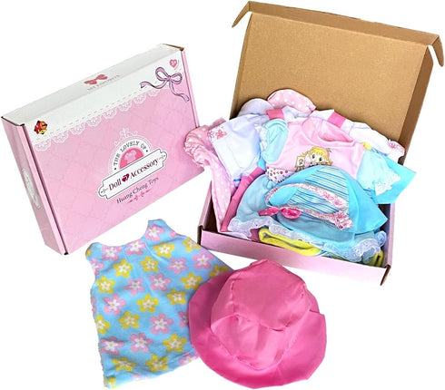 12 Pcs Set Handmade Baby Doll Clothes Dress Outfits for 12-15 Inch Dolls, Includes Hat, Umbrella, Mirror, Comb - Gift