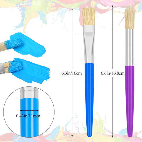 20 Pcs Paint Brushes for Kids, Round and Flat Kids Paint Brushes, Easy Hold and Clean Toddler Paint Brushes, Bristle Craft Paint Brushes for Acrylic Oil Watercolor Washable Paint by REGUICORP