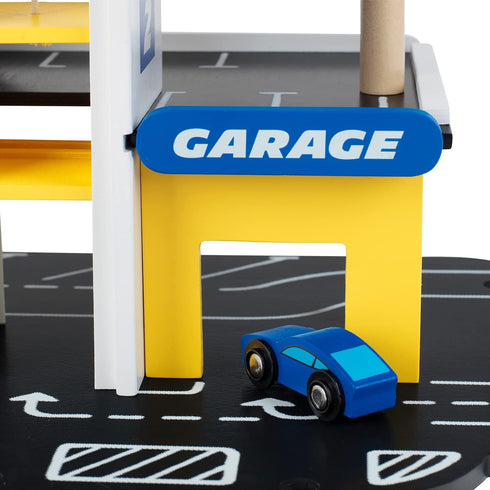 Theo Klein Michelin Car Service Mechanic Station Kids Wooden Toy Playset with 1 Play Car and Accessories