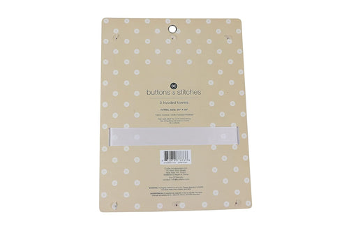 3 Pack (GS71727) Cudlie Buttons & Stitches Baby Girl Rolled/Carded Hooded Towels in Butterfly Polka Print