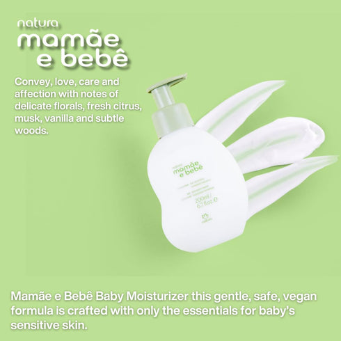 natura Mamãe e Bebê Baby Fast Absorbing Moisturizer, 100% Vegan, 6.7 fl oz (200ml)