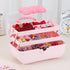Hair Accessories Organizer for Girls Headbands, Clips, Ties Baby Girl Supplies, Lockable Three-layer Folding Craft Organizers and Storage Plastic Jewelry Box,10.8 * 5.9 * 5.7in (Pink) by Huniupore
