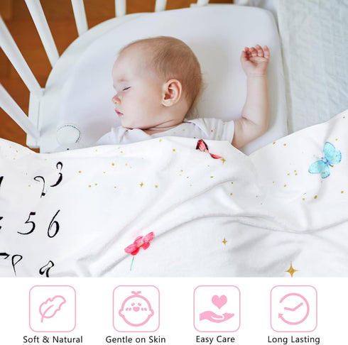 60" 40" 12 Nuanchu Baby Monthly Milestone Blanket Baby Girl Boy x Soft Fleece First Months Growth Chart Newborn