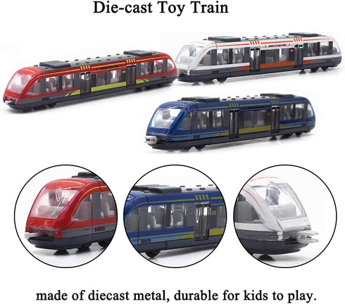 Set Set Pack 3 OTONOPI Toy Train High Speed Locomotive Engine Die Cast Model Car Sliding Linked Subway Bullet Train