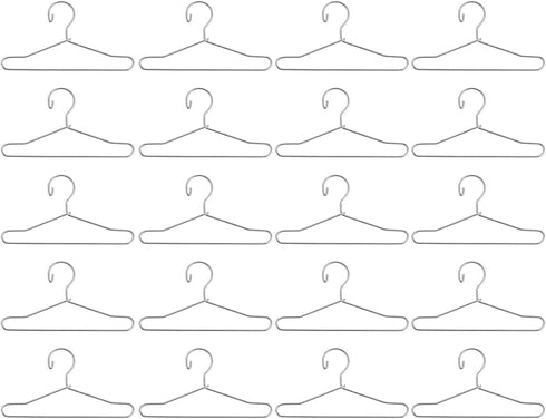 20 Pcs Metal Doll Clothes Hanger for Doll Outfit Wardrobe Accessories, 65mm Silver Gown Dress Hanger