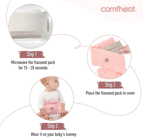 Colic and Gas Relief for Newborns - Flaxseed Heated Tummy Wrap, Baby Swaddling Belt for Upset Stomach Relief (Pink)