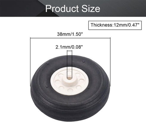 Fielect 1.5 inch RC Model Airplane Super Light Sponge Tire Tail Wheel Tire and Wheel Sets for RC Car Airplane PU Sponge Tire with Plastic Hub