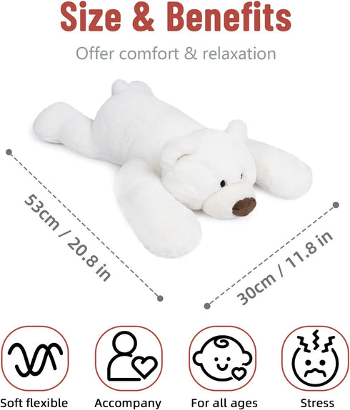 Niuniu Daddy 20" Polar Bear Weighted Stuffed Animal, Large White Plush Toy Pillow for Kids Adults