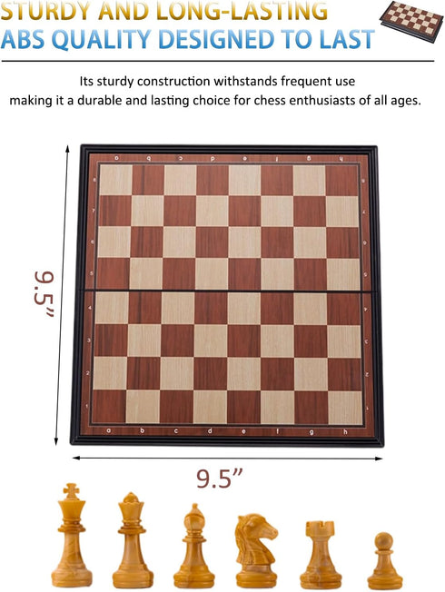 PGDOV Sets 9.5 Inches Set 2-Player Chess Magnetic Board Games - Travel Chess for Teenager & Adults, Wooden-Style