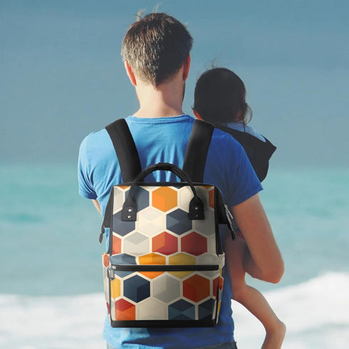 Hsnar Backpack Colorful Hexagon Waterproof Diaper Bag Large Capacity Baby Bag with Stroller Straps, Multi-Pocket Diaper